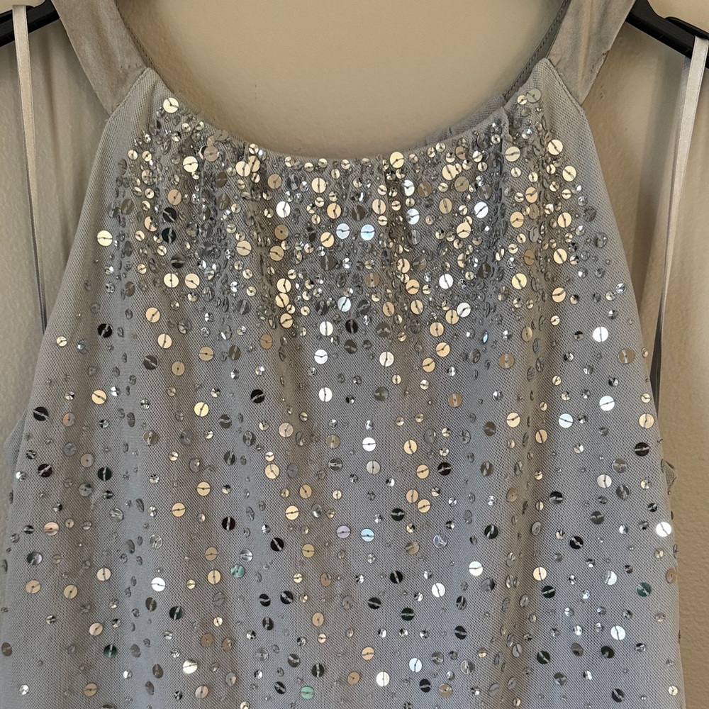 Ann Taylor Gray Sequin Embellished Top
